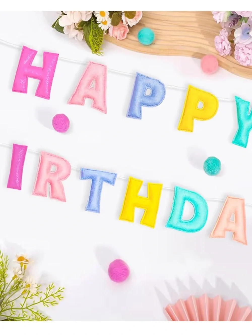 Happy Birthday Multicolor Felt Letter Banner - Party Decoration